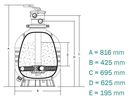 Filtr piaskowy Mega z zaworem górnym 425 mm